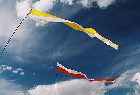 
Flags in the wind.
