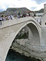 
Novovybudovany most v Mostare, spajajuci krestansku a moslimsku stvrt.
Newly built bridge, connecting Christian and Muslim quarters.
