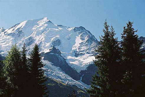 
Aiguille de Bionnassay (4052 m), as seen from Bellevue.
