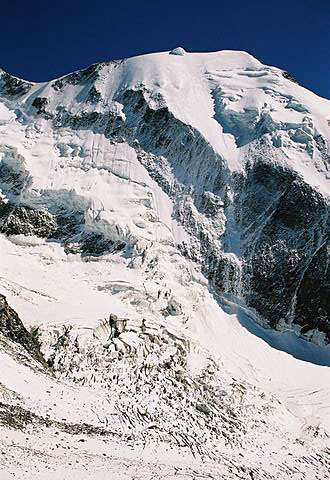 
Aiguille de Bionnassay (4052 m), as seen from Tete Rousse hut.
