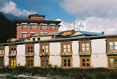 
Monastery view with Everest in the back.
