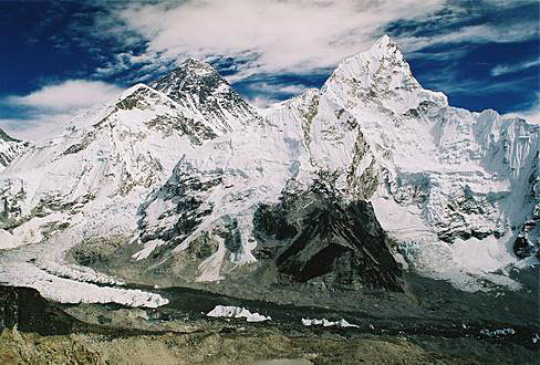 
Everest and Nuptse, view from Kala Patthar (5545 m).
