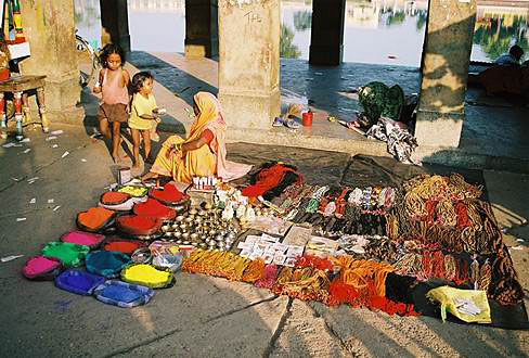 
Decoration goods seller.
