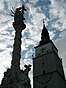
Trnava, mestska veza a socha svatej Trojice.
Trnava, city tower and Holy Trinity statue.
